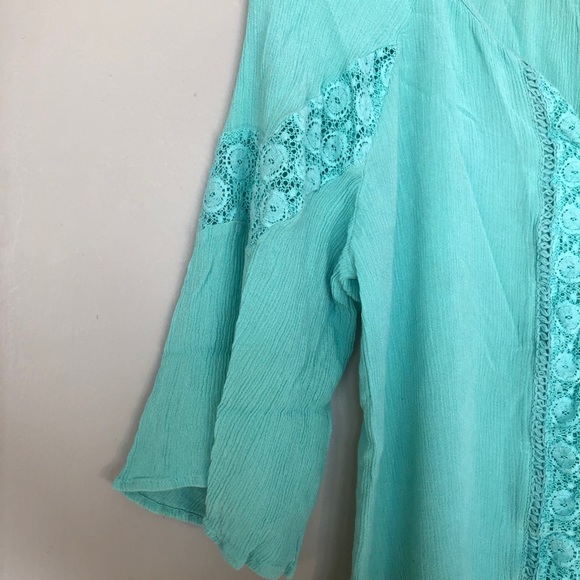 Fig & Flower - Blue Peasant Top - Sz Lg - Picture 4 of 7